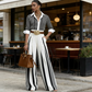 🥳SUMMER HOT SALE🥳💞50K+ SOLD!💥Free Shipping 🔥 Women's Striped Shirt & Wide-Leg Pants 2-Piece Set
