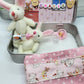 💎 49% OFF! 💎 Bunny Mummy & Baby Plush Pocket Tin – Handmade Easter Collectible with Cozy Blanket (Pink/Blue Ears) 🐇🎁