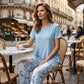 🥳SUMMER HOT SALE🥳💞50K+ SOLD!💥50% OFF! 🔥Casual Round Neck Layered Tunic Top and Wide Leg Pants Set