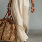 🔥Women's Minimalist Linen Blend Embroidered Short-sleeved Shirt Maxi Dress