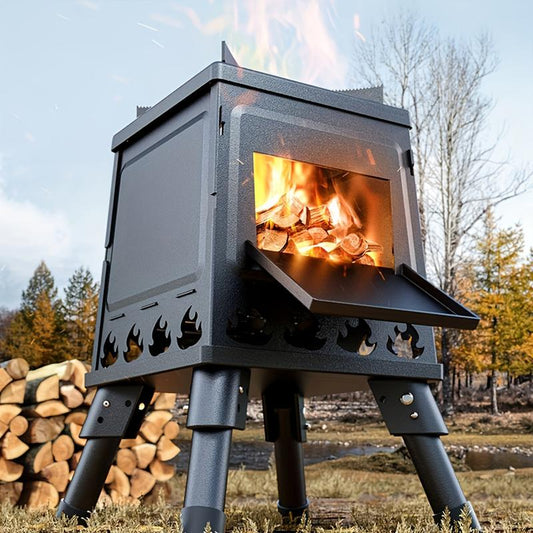 📢📢50% OFF !! ⏰Portable Wood Burning Rocket Stove | 16 Vent Holes Efficient Burn | Outdoor Wood Stove | Foldable Camping Cooker
