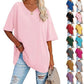 👚 LIMITED-TIME 50% OFF! 💥 Ladies V-Neck T-Shirt – Premium Cotton, Flared Hem, Loose Fit ✨