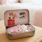 💎 49% OFF! 💎 Bunny Mummy & Baby Plush Pocket Tin – Handmade Easter Collectible with Cozy Blanket (Pink/Blue Ears) 🐇🎁