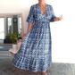 💥🔥Last Day Sale 50%🔥💐✨Bohemian casual print V-neck waist wrap long dress