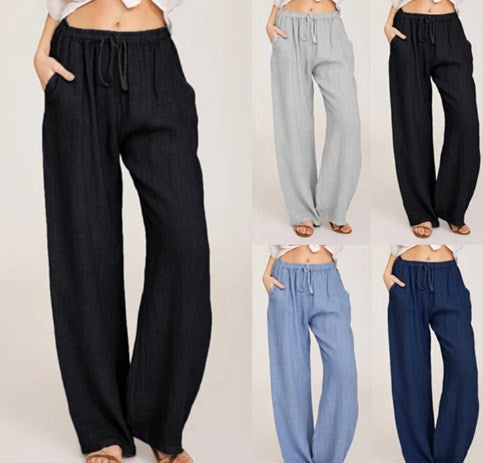 🔥LAST DAY SALE 50% OFF🔥Women's Summer Linen Cotton Wide Leg Pants