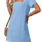 💕Summer Hot Sale 60% OFF 💃Women's Casual Square Neck Pocket Short Sleeve Dress with Pockets