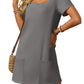 💕Summer Hot Sale 60% OFF 💃Women's Casual Square Neck Pocket Short Sleeve Dress with Pockets