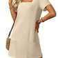 💕Summer Hot Sale 60% OFF 💃Women's Casual Square Neck Pocket Short Sleeve Dress with Pockets