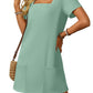 💕Summer Hot Sale 60% OFF 💃Women's Casual Square Neck Pocket Short Sleeve Dress with Pockets