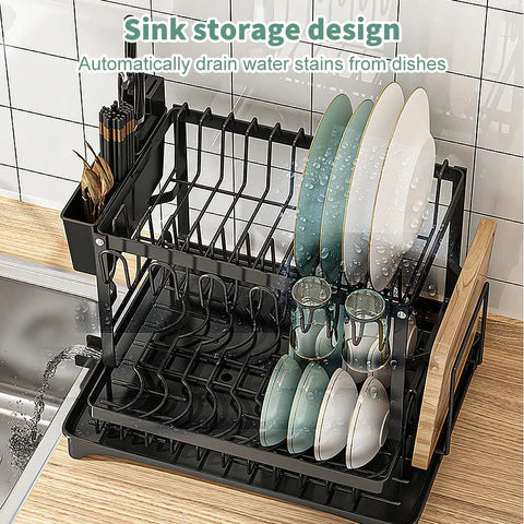 🔥 50% OFF & Free Shipping 🔥 Premium 2-Tier Dish Rack – Maximize Drying Space, Sleek Stainless Steel, Stylish Kitchen Upgrade ✨🏠