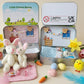 💎 49% OFF! 💎 Bunny Mummy & Baby Plush Pocket Tin – Handmade Easter Collectible with Cozy Blanket (Pink/Blue Ears) 🐇🎁