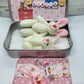 💎 49% OFF! 💎 Bunny Mummy & Baby Plush Pocket Tin – Handmade Easter Collectible with Cozy Blanket (Pink/Blue Ears) 🐇🎁