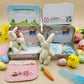 💎 49% OFF! 💎 Bunny Mummy & Baby Plush Pocket Tin – Handmade Easter Collectible with Cozy Blanket (Pink/Blue Ears) 🐇🎁