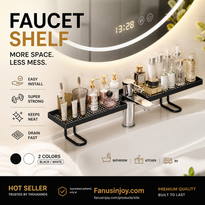 🔥50% Off Limited Time！💦Say Goodbye To Messy & Limescale‑Stained Desktops 🔥Over-the-Faucet Sink Organizer Shelf