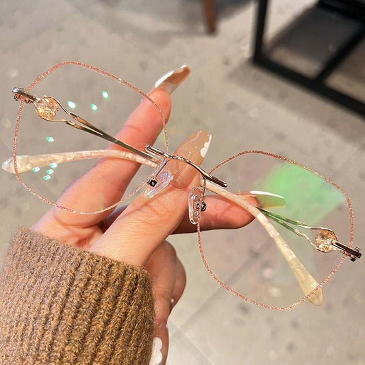 🎁New arrival 49% OFF💥Women's Synthetic Diamonds Rimless Anti Blue Light Glasses