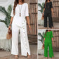 ✨2026New Style✨Trendy Irregular Hem Blouse with Wide Leg Pants – Elegant Daily Two-Piece Outfit