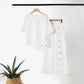 ✨2026New Style✨Trendy Irregular Hem Blouse with Wide Leg Pants – Elegant Daily Two-Piece Outfit
