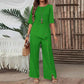 ✨2026New Style✨Trendy Irregular Hem Blouse with Wide Leg Pants – Elegant Daily Two-Piece Outfit