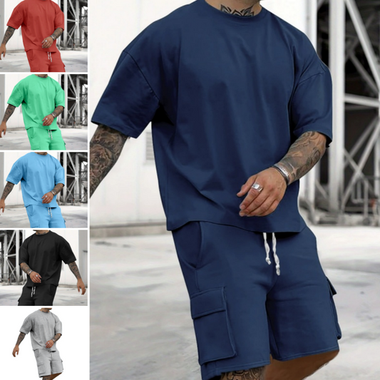 🥳SUMMER HOT SALE🥳💞50K+ SOLD!💥50% OFF! 🔥Men's Casual Short Sleeve T-Shirt Shorts Set