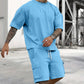 👕 50% OFF! ✨ Men's T-Shirt Shorts Set – Casual, Solid Color, Relaxed Fit, Loungewear ✨