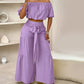 ✈Free Shipping👚50% OFF NOW!🌸Off-Shoulder Puff Sleeve Top & Wide-Leg Pants 2-Piece Set – Elegant, Comfortable & Perfect for Summer Days ☀️