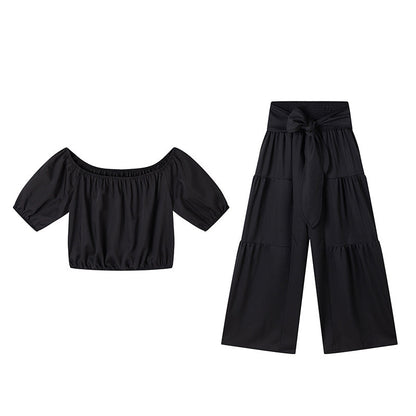 ✈Free Shipping👚50% OFF NOW!🌸Off-Shoulder Puff Sleeve Top & Wide-Leg Pants 2-Piece Set – Elegant, Comfortable & Perfect for Summer Days ☀️