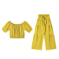✈Free Shipping👚50% OFF NOW!🌸Off-Shoulder Puff Sleeve Top & Wide-Leg Pants 2-Piece Set – Elegant, Comfortable & Perfect for Summer Days ☀️