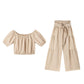 ✈Free Shipping👚50% OFF NOW!🌸Off-Shoulder Puff Sleeve Top & Wide-Leg Pants 2-Piece Set – Elegant, Comfortable & Perfect for Summer Days ☀️