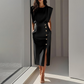 👗 75% OFF NOW! 💃 Slit Midi Skirt – Draped Fabric with a Slight Waist Tuck, Elegant & Versatile ✨