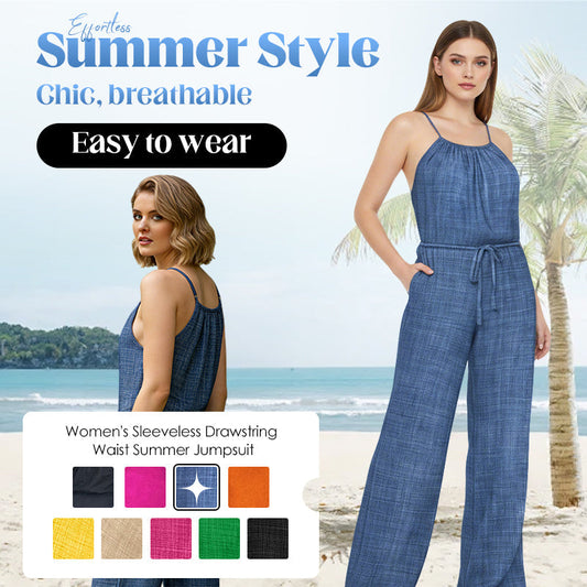 👖 LIMITED-TIME 50% OFF! 💥Women's Sleeveless Drawstring Waist Summer Jumpsuit