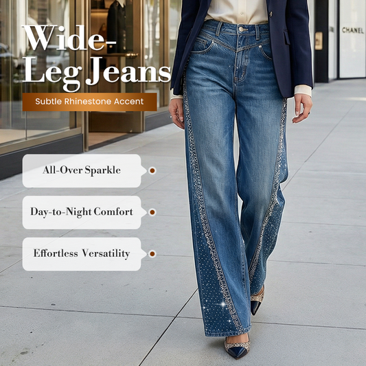 🎁2026 New Arrivals 50% OFF💥Women's Rhinestone-Embellished Wide-Leg Jeans