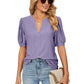 📢📢50% OFF !!!⏰Loose Solid Color T-Shirt Top with Hollow Bubble Sleeves