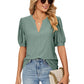 📢📢50% OFF !!!⏰Loose Solid Color T-Shirt Top with Hollow Bubble Sleeves