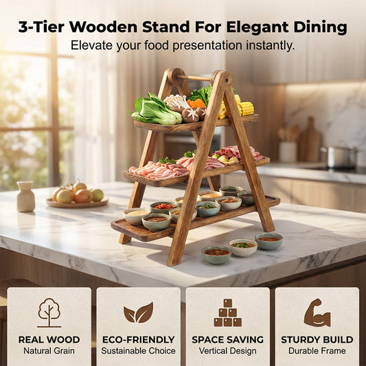 🔥Free Shipping 🔥50% OFF🔥3-Tier Wooden Serving Tray