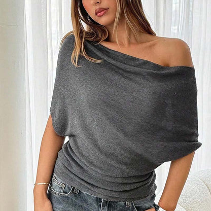 🎁New Arrival 50% OFF💥Women's Asymmetrical Off-Shoulder Batwing Sleeve Top