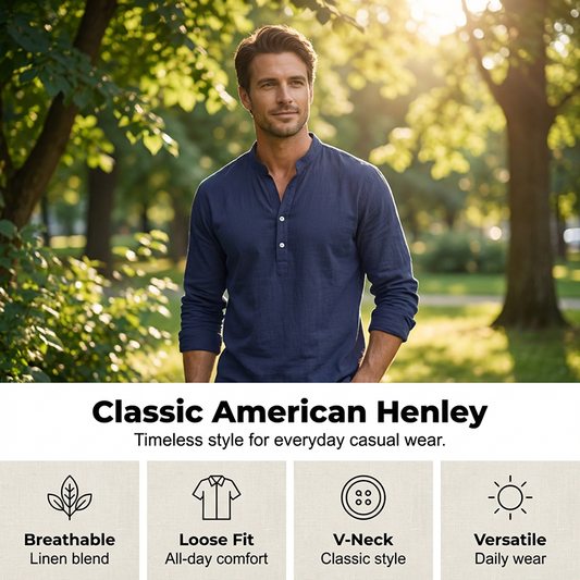 🔥2026 New Style🔥Men's Classic Henley Tee – Lightweight Casual Top for Spring Summer & Fall