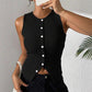 📢📢66% OFF ⏰💡Designed in the USA💡Women's Ribbed Knit Button-Front Sleeveless Vest