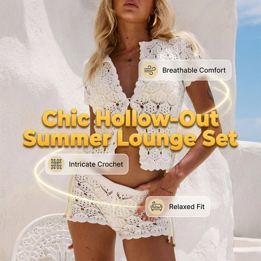 🔥 Hot Sale 🔥 Chic Hollow-Out Summer Crochet Top & Shorts Set