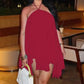 📢📢50% OFF !! ⏰ Sleeveless A-Line Halter Mini Dress