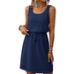 Women's Sleeveless Waffle Knit Drawstring Waist Dress
