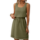 Women's Sleeveless Waffle Knit Drawstring Waist Dress