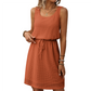 Women's Sleeveless Waffle Knit Drawstring Waist Dress