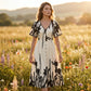 👗50% OFF NOW!🌸Women's Botanical Print Midi Dress – V-Neck, A-Line & Flutter Sleeves🌿