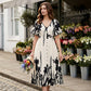 👗50% OFF NOW!🌸Women's Botanical Print Midi Dress – V-Neck, A-Line & Flutter Sleeves🌿