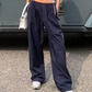Women's Side Drawstring Wide-Leg Casual Trousers