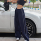 Women's Side Drawstring Wide-Leg Casual Trousers