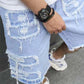 🔥While Supplies Last 50% OFF!🎉 Men's Ripped Denim Shorts with Frayed Details