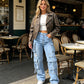 Women's High-Waist Baggy Cargo Jeans