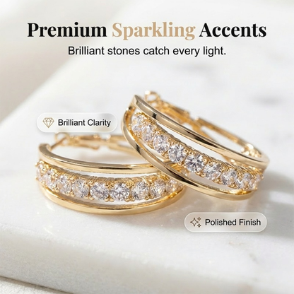 📢📢50% OFF !! ⏰Elegant Geometric Hoop Earrings with Sparkling Accents