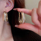 📢📢50% OFF !! ⏰Elegant Geometric Hoop Earrings with Sparkling Accents